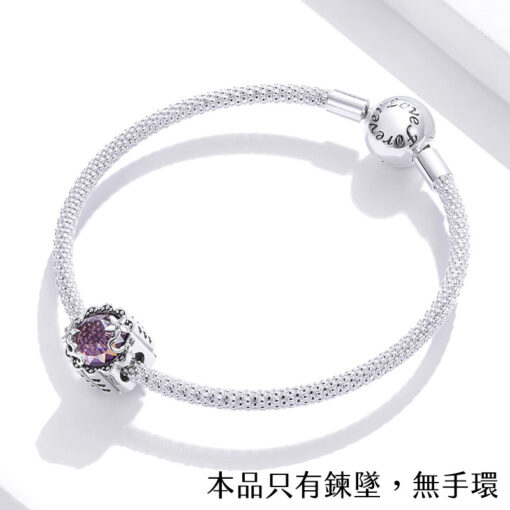 夢幻紫花鋯石 925純銀串珠鍊墜：圖片 4