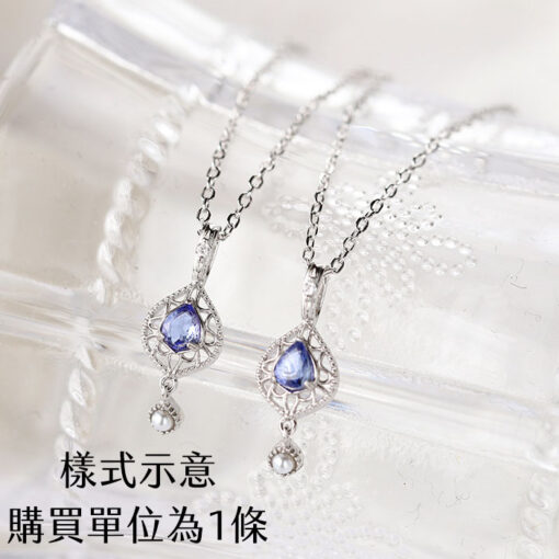 優雅的氣息天然坦桑石 925純銀項鍊：圖片 4